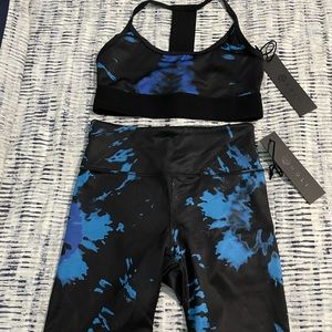 Noli Yoga Azure Tie Die Biker Short and Bra Set